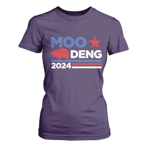 Funny Moo Deng 2024 T Shirt For Women Star Striped TS11 Purple Print Your Wear