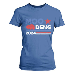 Funny Moo Deng 2024 T Shirt For Women Star Striped TS11 Royal Blue Print Your Wear