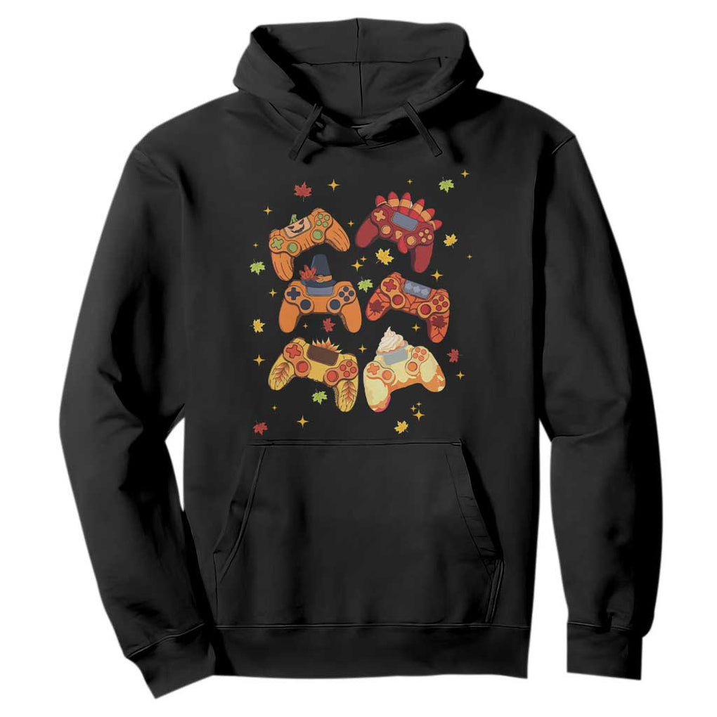 Fall Season Gamers Hoodie Gaming Controllers Pumpkin Turkey Autumn Maple Leaf TS11 Black Print Your Wear