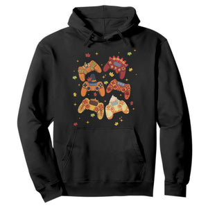 Fall Season Gamers Hoodie Gaming Controllers Pumpkin Turkey Autumn Maple Leaf TS11 Black Print Your Wear