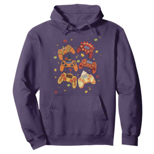 Fall Season Gamers Hoodie Gaming Controllers Pumpkin Turkey Autumn Maple Leaf TS11 Purple Print Your Wear
