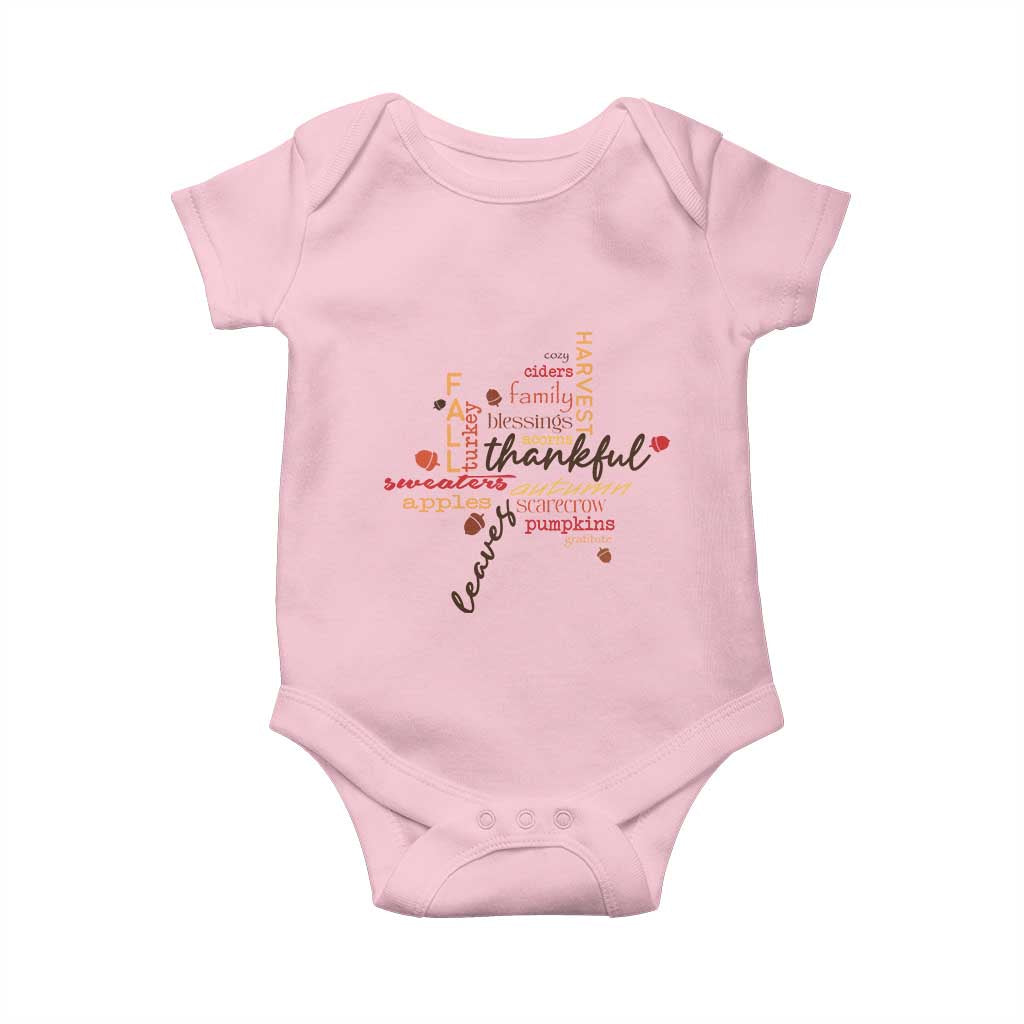 Thanksgiving Maple Leaf Fall Season Baby Onesie TS11 Light Pink Print Your Wear