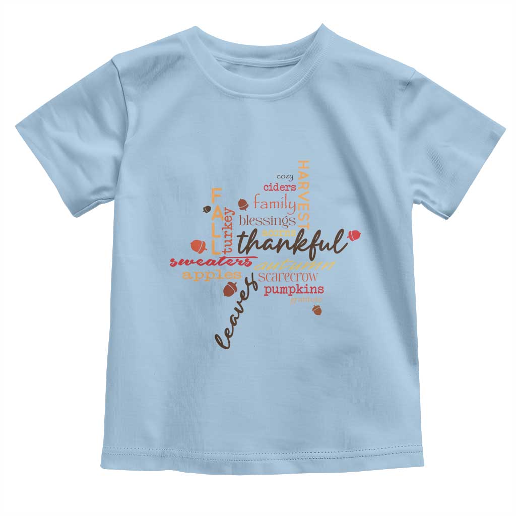 Thanksgiving Maple Leaf Fall Season Baby Shirt TS11 Light Blue Print Your Wear