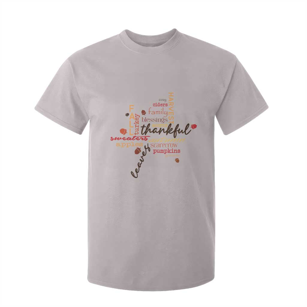Thanksgiving Maple Leaf Fall Season T Shirt For Kid TS11 Ice Gray Print Your Wear