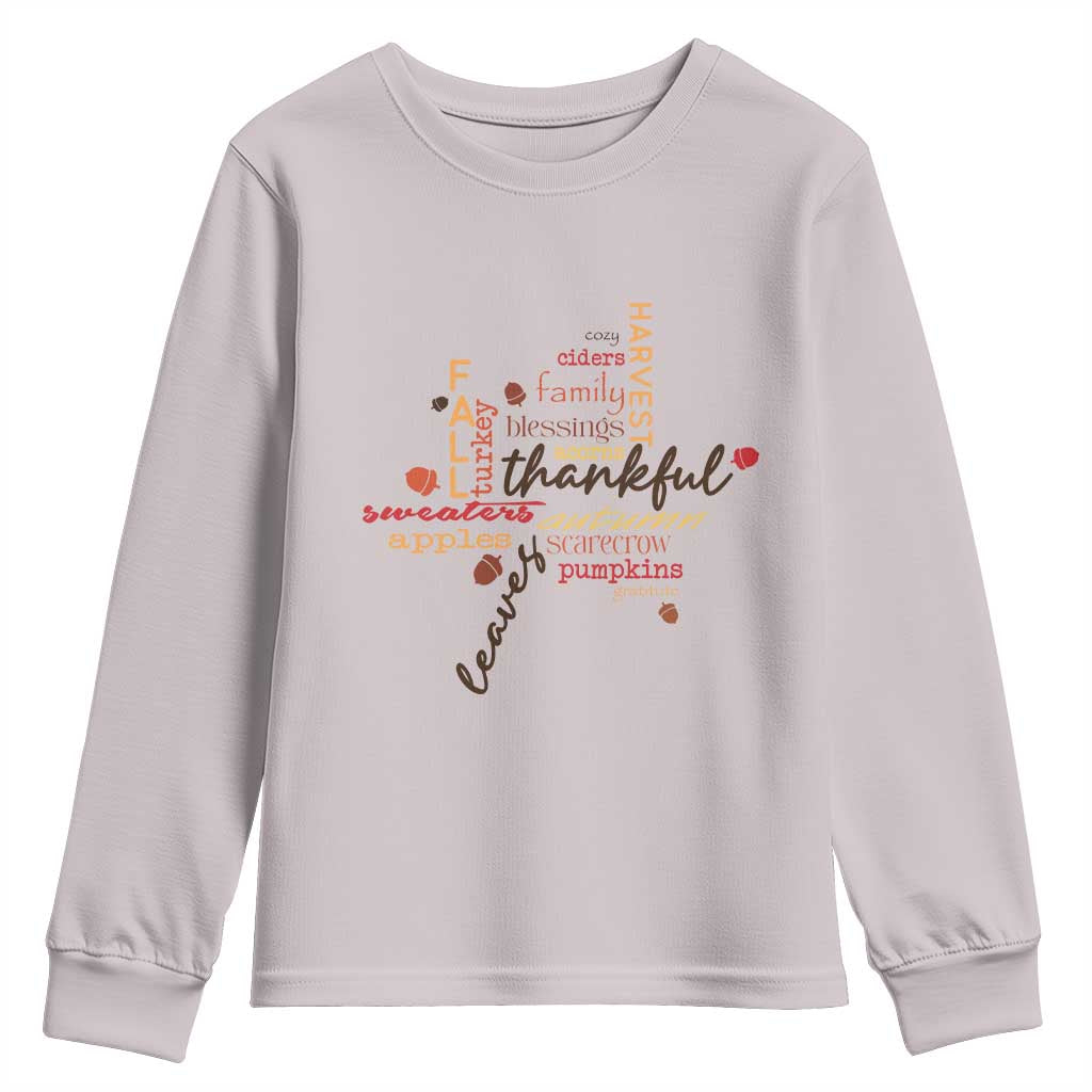 Thanksgiving Maple Leaf Fall Season Youth Sweatshirt TS11 Ice Gray Print Your Wear