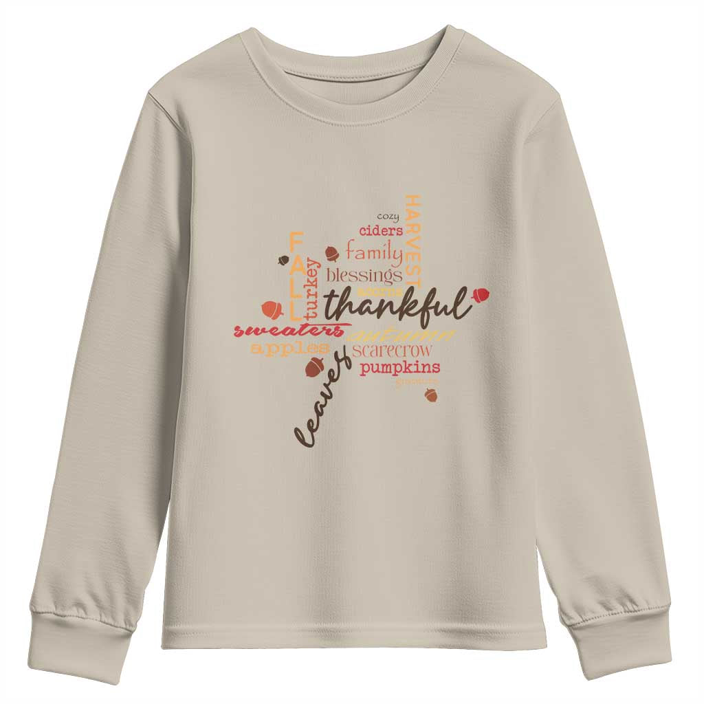 Thanksgiving Maple Leaf Fall Season Youth Sweatshirt TS11 Sand Print Your Wear