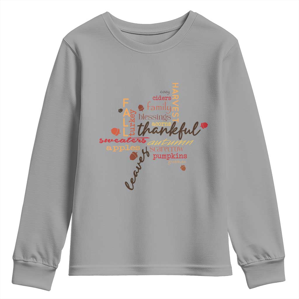 Thanksgiving Maple Leaf Fall Season Youth Sweatshirt TS11 Sport Gray Print Your Wear
