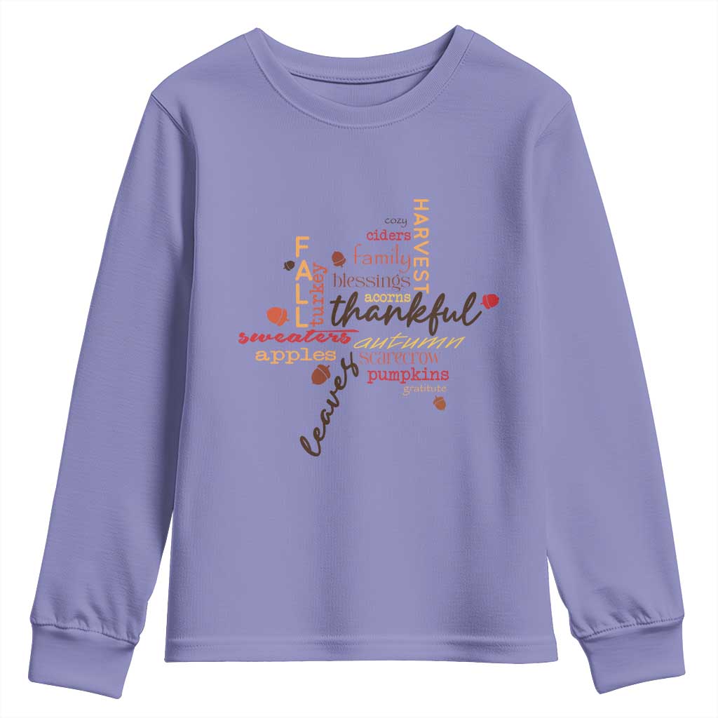 Thanksgiving Maple Leaf Fall Season Youth Sweatshirt TS11 Violet Print Your Wear
