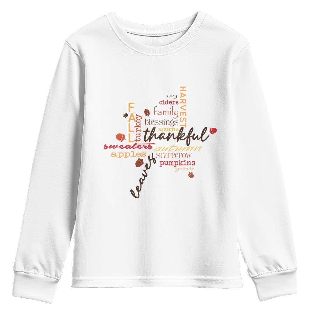 Thanksgiving Maple Leaf Fall Season Youth Sweatshirt TS11 White Print Your Wear