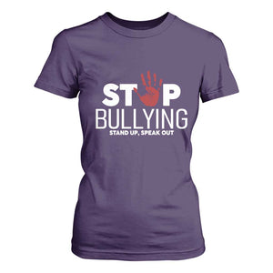 Anti Bullying Awareness T Shirt For Women Stop Bullying Stand Up Speak Out Hand Prints TS11 Purple Print Your Wear
