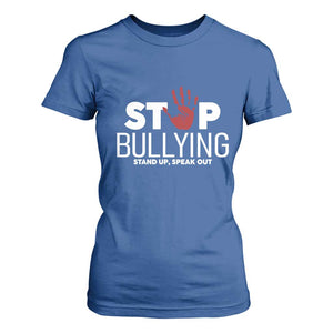 Anti Bullying Awareness T Shirt For Women Stop Bullying Stand Up Speak Out Hand Prints TS11 Royal Blue Print Your Wear