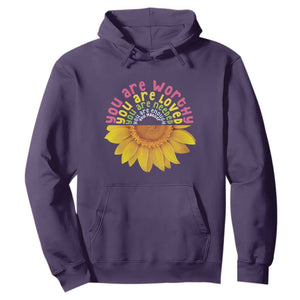 Unity Day Hoodie You Are Worthy You Are Loved You Are Needeed You Matter Sunflower TS11 Purple Print Your Wear