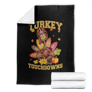 Funny Turkey And Touchdowns Throw Blanket Thanksgiving American Football Fall Season - Print Your Wear
