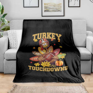 Funny Turkey And Touchdowns Throw Blanket Thanksgiving American Football Fall Season TS11 Print Your Wear