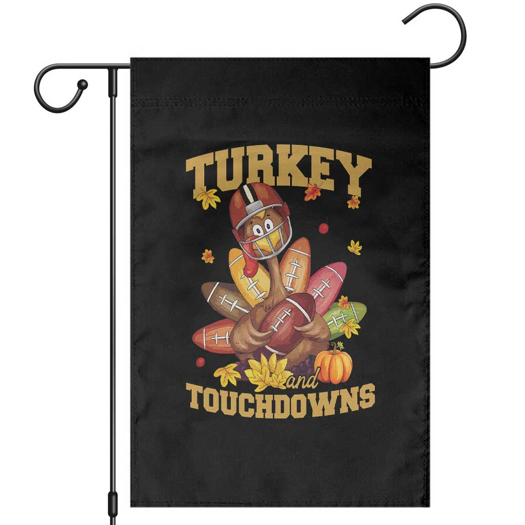 Funny Turkey And Touchdowns Garden Flag Thanksgiving American Football Fall Season TS11 Black Print Your Wear
