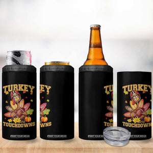 Funny Turkey And Touchdowns 4 in 1 Can Cooler Tumbler Thanksgiving American Football Fall Season TS11 Print Your Wear