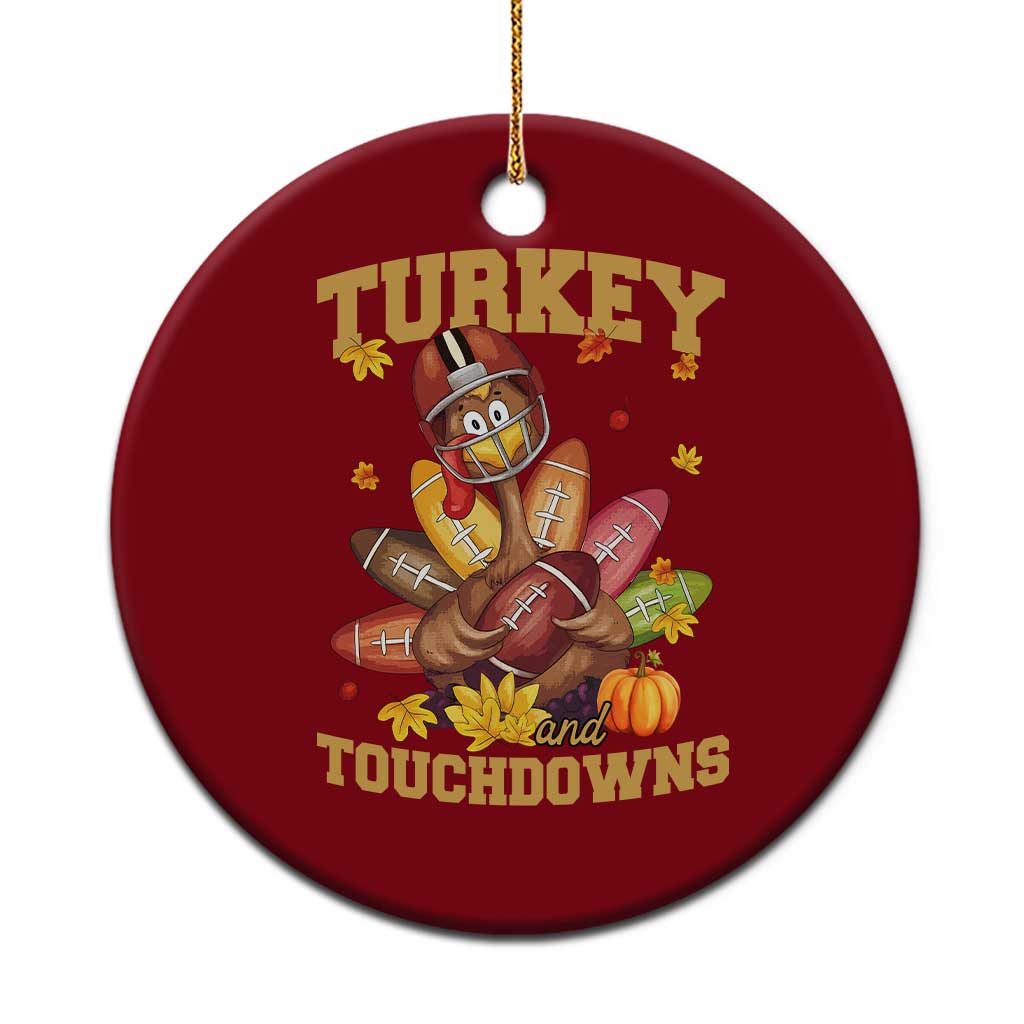 Funny Turkey And Touchdowns Ceramic Ornament Thanksgiving American Football Fall Season TS11 1pc Red Print Your Wear