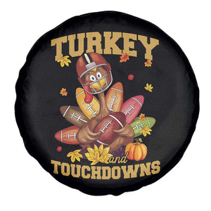 Funny Turkey And Touchdowns Spare Tire Cover Thanksgiving American Football Fall Season - Print Your Wear