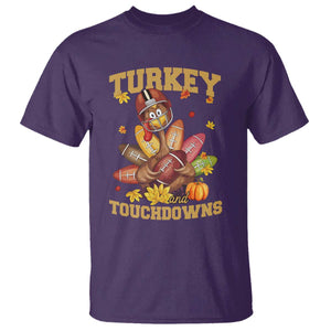 Funny Turkey And Touchdowns T Shirt Thanksgiving American Football Fall Season TS11 Purple Print Your Wear