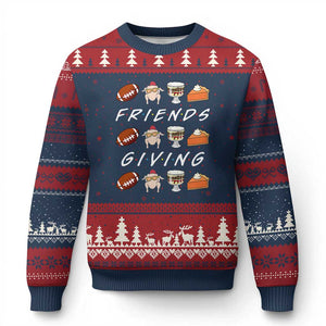 Funny Thanksgiving Thankful Friends Giving Party Ugly Christmas Sweater TS11 Navy Red Print Your Wear