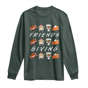 Funny Thanksgiving Thankful Friends Giving Party Long Sleeve Shirt TS11 Dark Forest Green Print Your Wear