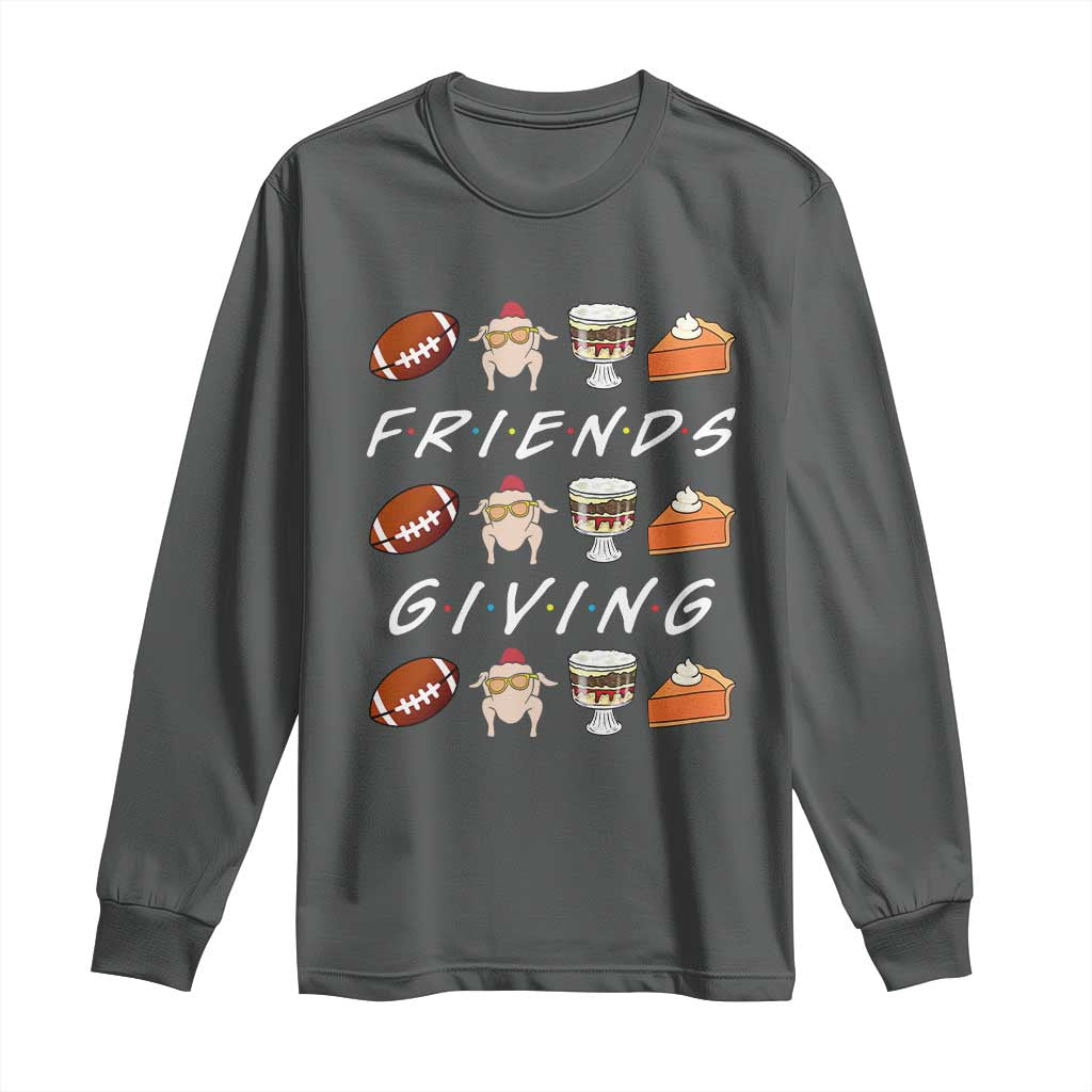 Funny Thanksgiving Thankful Friends Giving Party Long Sleeve Shirt TS11 Dark Heather Print Your Wear