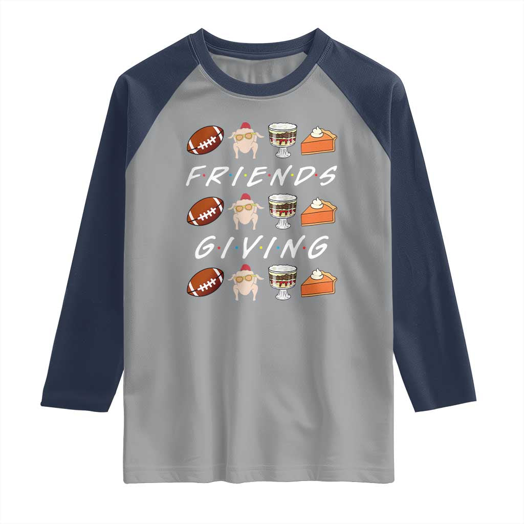 Funny Thanksgiving Thankful Friends Giving Party Raglan Shirt TS11 Sport Gray Navy Print Your Wear