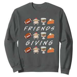 Funny Thanksgiving Thankful Friends Giving Party Sweatshirt TS11 Dark Heather Print Your Wear