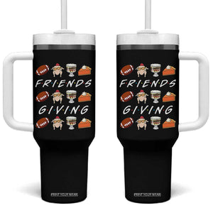 Funny Thanksgiving Thankful Friends Giving Party Tumbler With Handle TS11 One Size: 40 oz Black Print Your Wear