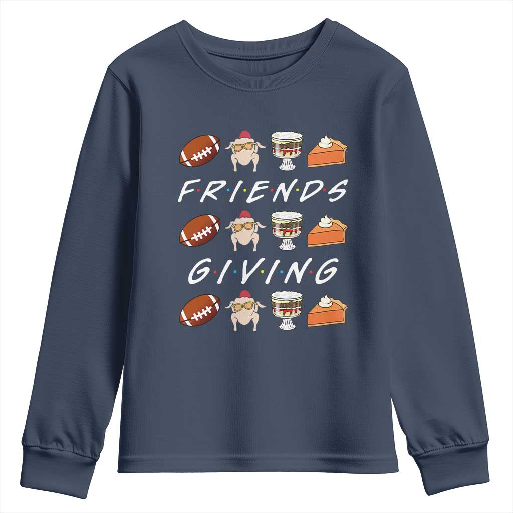 Funny Thanksgiving Thankful Friends Giving Party Youth Sweatshirt TS11 Navy Print Your Wear