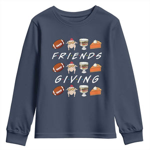 Funny Thanksgiving Thankful Friends Giving Party Youth Sweatshirt TS11 Navy Print Your Wear