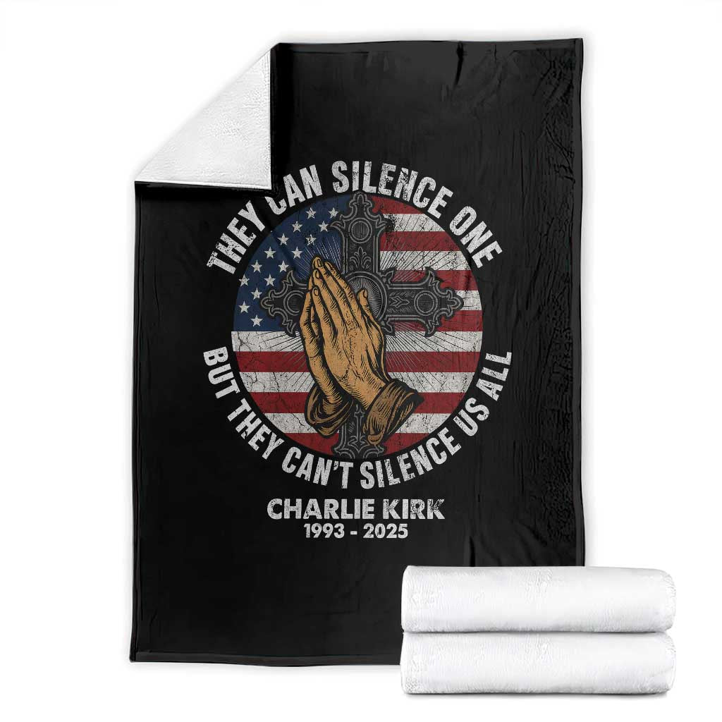 Charlie Kirk Memorial Throw Blanket They Can Silence One But They Cant Silence Us All TS11 Black Print Your Wear