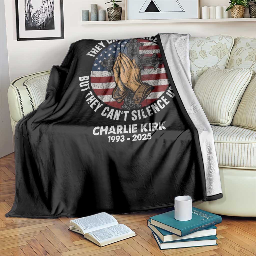 Charlie Kirk Memorial Throw Blanket They Can Silence One But They Cant Silence Us All TS11 Print Your Wear