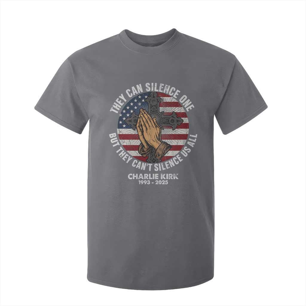 Charlie Kirk Memorial T Shirt For Kid They Can Silence One But They Cant Silence Us All TS11 Charcoal Print Your Wear