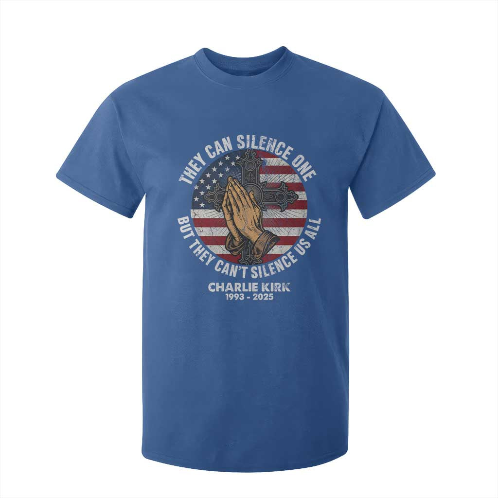 Charlie Kirk Memorial T Shirt For Kid They Can Silence One But They Cant Silence Us All TS11 Royal Blue Print Your Wear