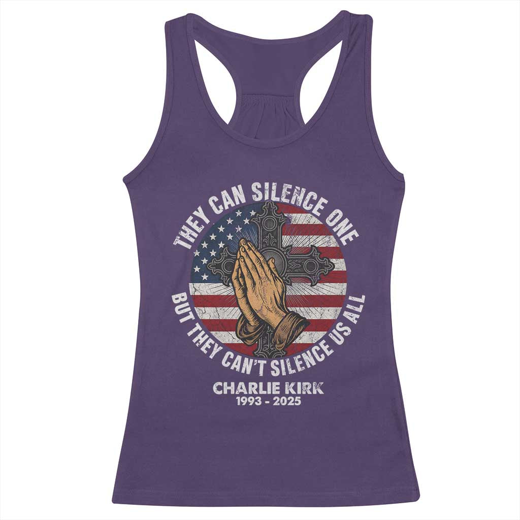 Charlie Kirk Memorial Racerback Tank Top They Can Silence One But They Cant Silence Us All TS11 Purple Print Your Wear