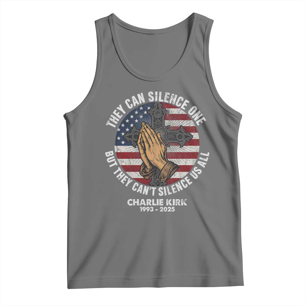 Charlie Kirk Memorial Tank Top They Can Silence One But They Cant Silence Us All TS11 Black Heather Print Your Wear