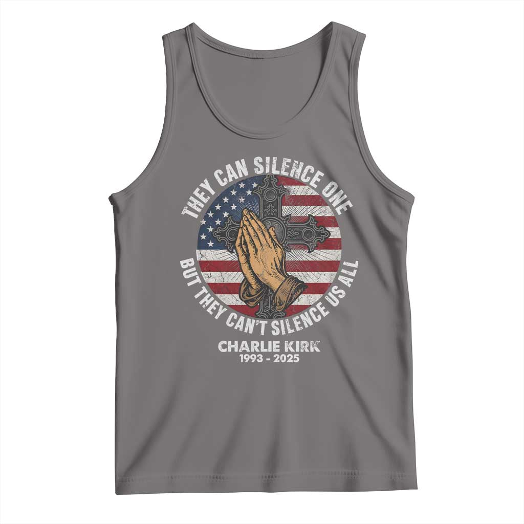 Charlie Kirk Memorial Tank Top They Can Silence One But They Cant Silence Us All TS11 Deep Heather Print Your Wear