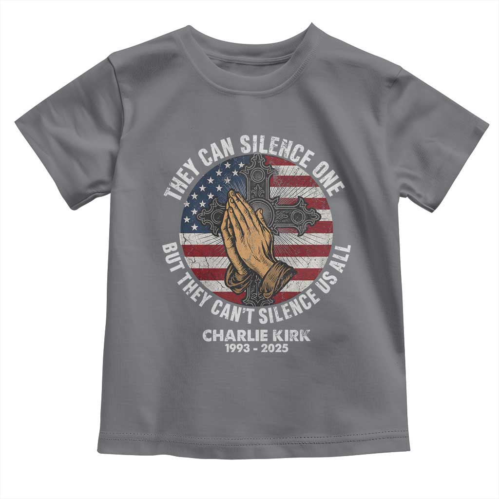 Charlie Kirk Memorial Toddler T Shirt They Can Silence One But They Cant Silence Us All TS11 Charcoal Print Your Wear