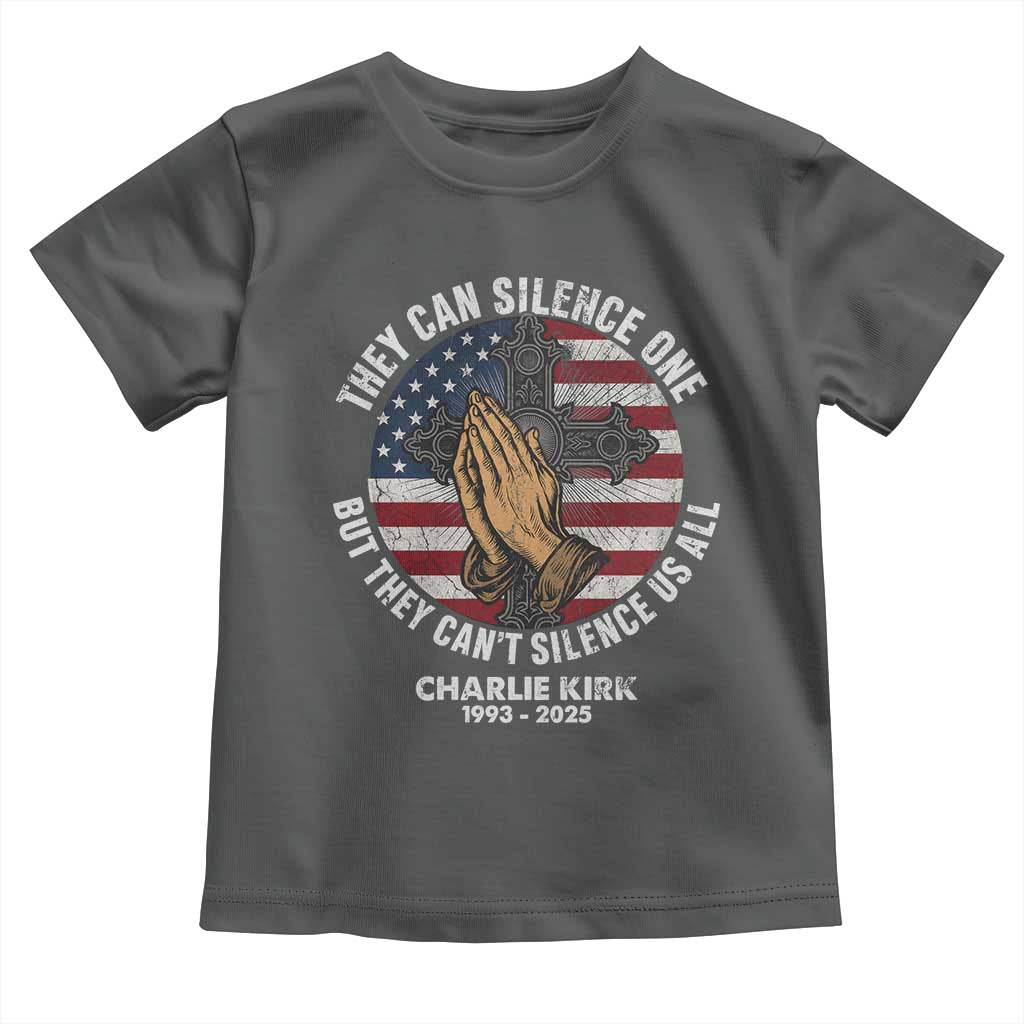 Charlie Kirk Memorial Toddler T Shirt They Can Silence One But They Cant Silence Us All TS11 Dark Heather Print Your Wear