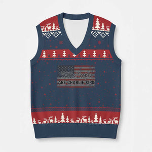 We Are Charlie Kirk V-Neck Knit Sweater Vest We The People Vintage American Flag TS11 Navy Red Print Your Wear