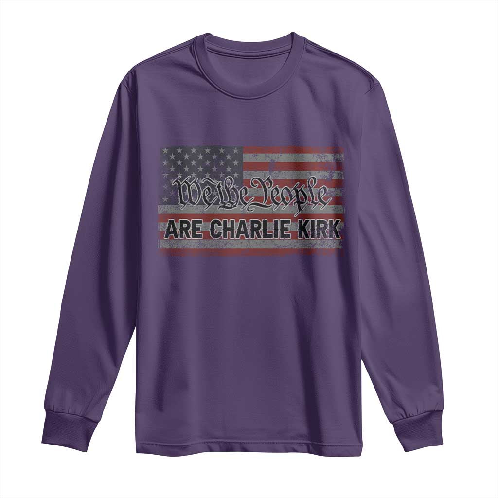 We Are Charlie Kirk Long Sleeve Shirt We The People Vintage American Flag TS11 Purple Print Your Wear