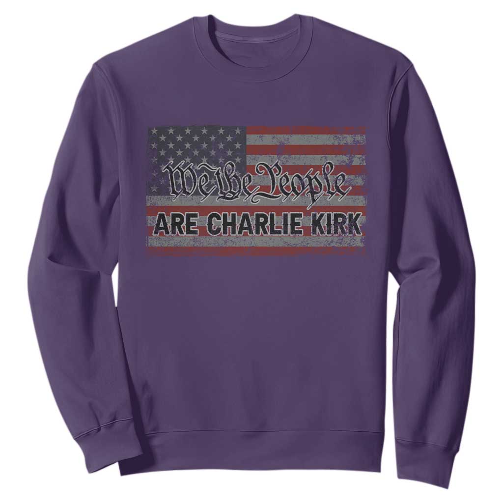 We Are Charlie Kirk Sweatshirt We The People Vintage American Flag TS11 Purple Print Your Wear