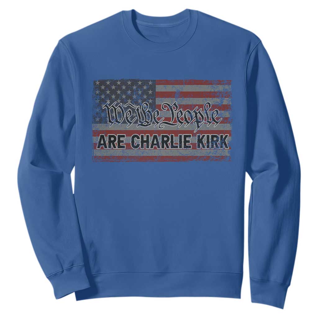 We Are Charlie Kirk Sweatshirt We The People Vintage American Flag TS11 Royal Blue Print Your Wear