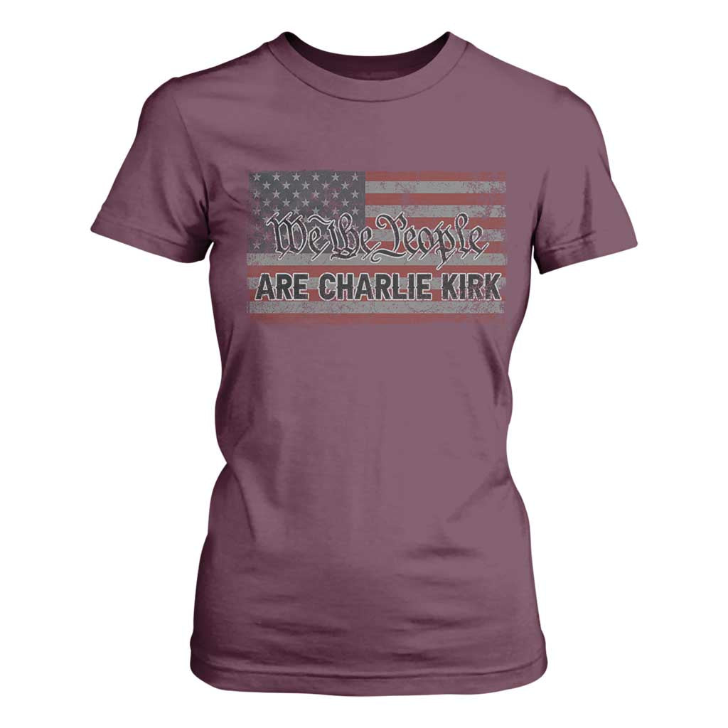 We Are Charlie Kirk T Shirt For Women We The People Vintage American Flag TS11 Maroon Print Your Wear