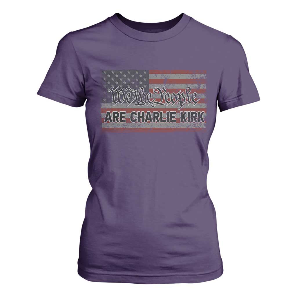 We Are Charlie Kirk T Shirt For Women We The People Vintage American Flag TS11 Purple Print Your Wear