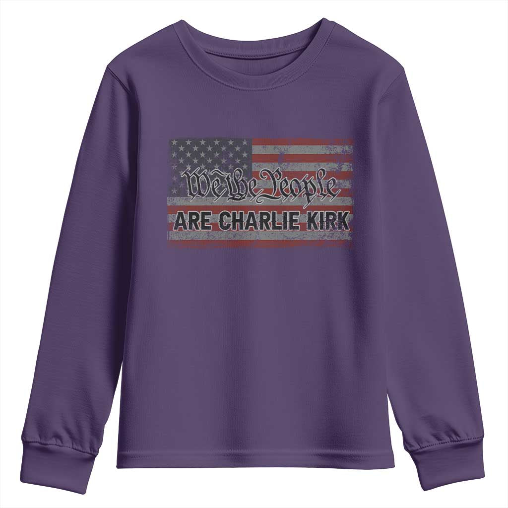 We Are Charlie Kirk Youth Sweatshirt We The People Vintage American Flag TS11 Purple Print Your Wear