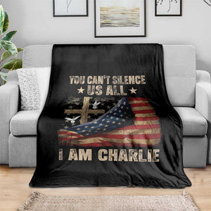 I Am Charlie Kirk Throw Blanket You Cant Silence Us All Vintage American Flag TS11 Print Your Wear