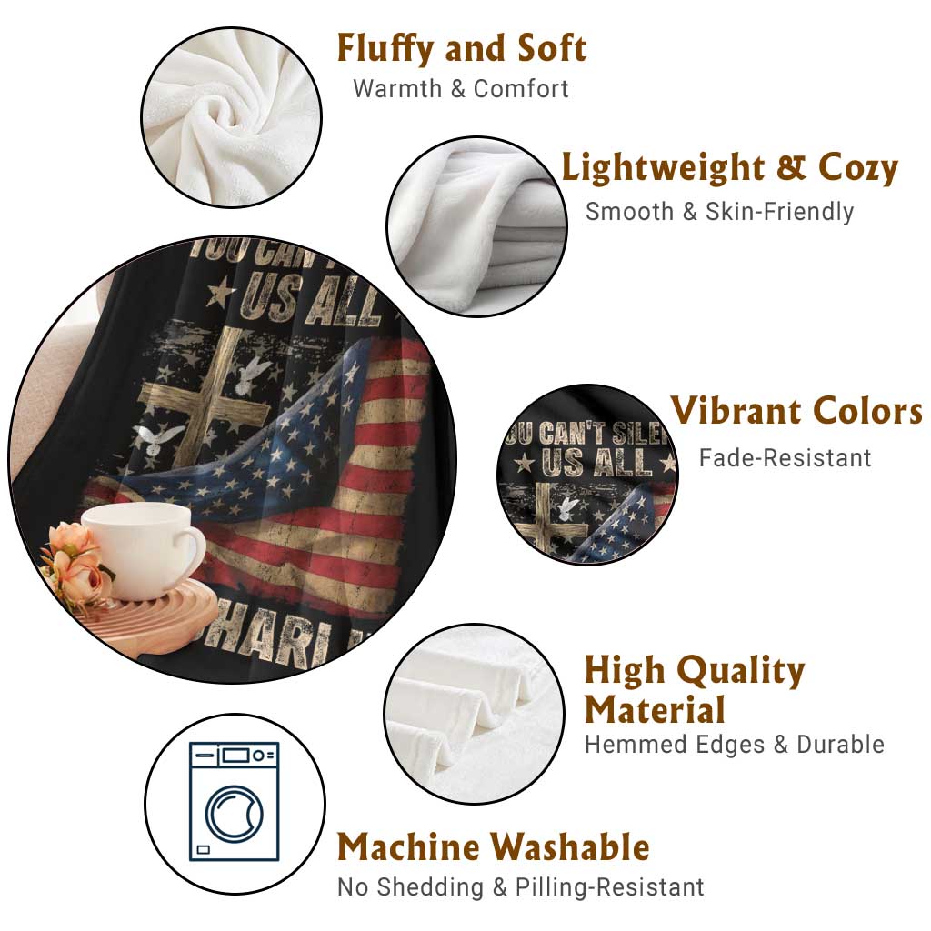 I Am Charlie Kirk Throw Blanket You Cant Silence Us All Vintage American Flag TS11 Print Your Wear