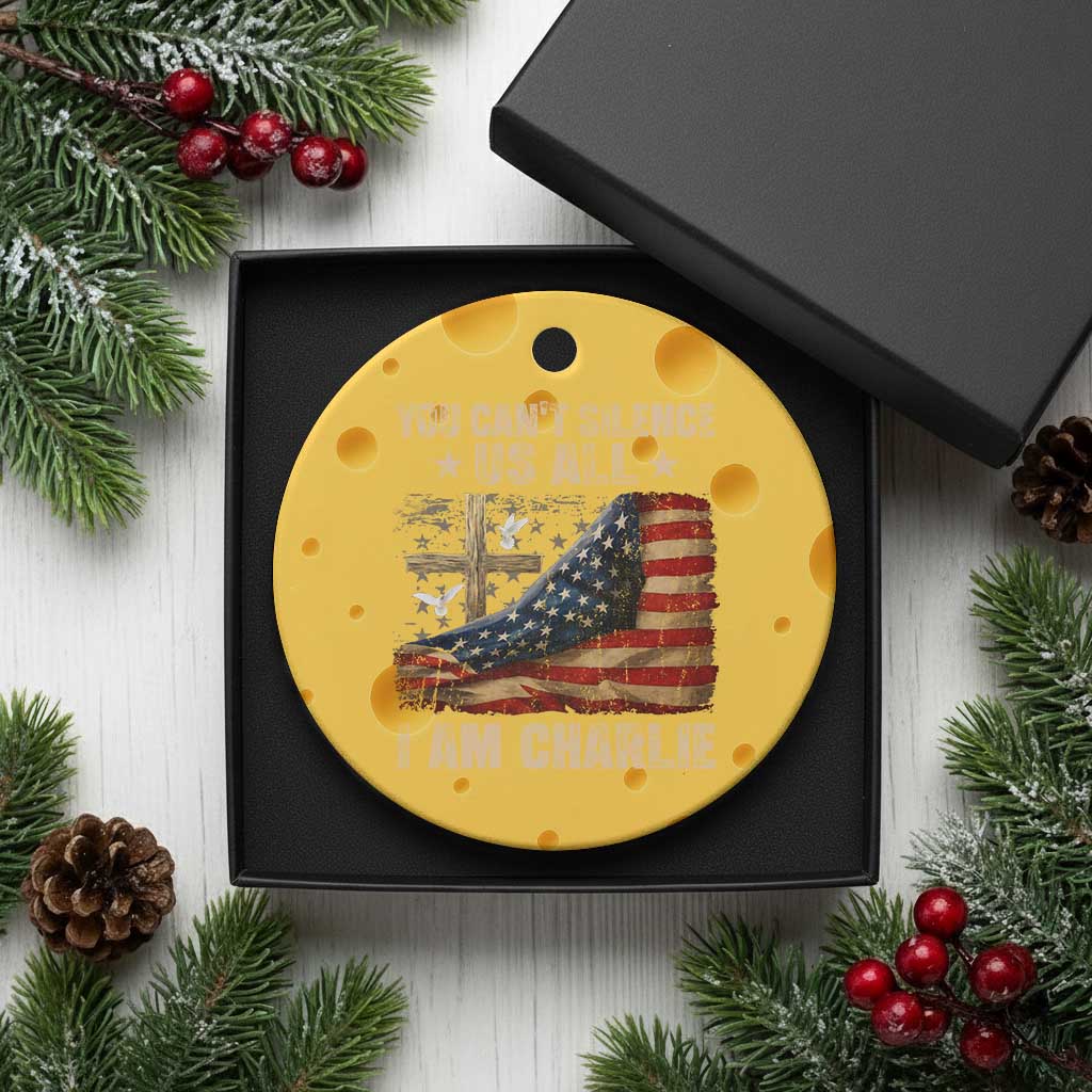 I Am Charlie Kirk Ceramic Ornament You Cant Silence Us All Vintage American Flag TS11 1pc Yellow Cheese Print Your Wear